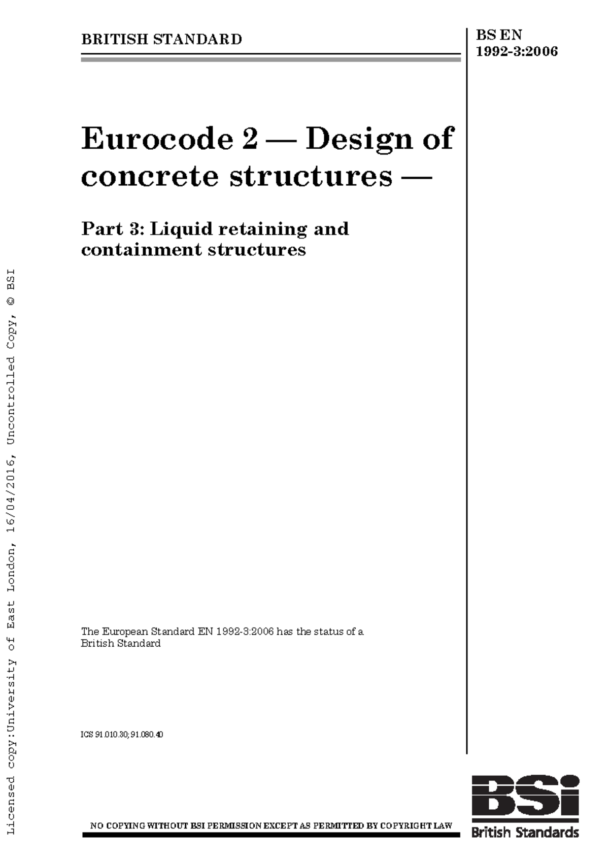 Eurocode 2 Design of concrete structures - BRITISH STANDARD BS EN 1992 ...