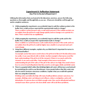 Experiment 3 Reflection Statement - Experiment 3: Reflection Statement ...