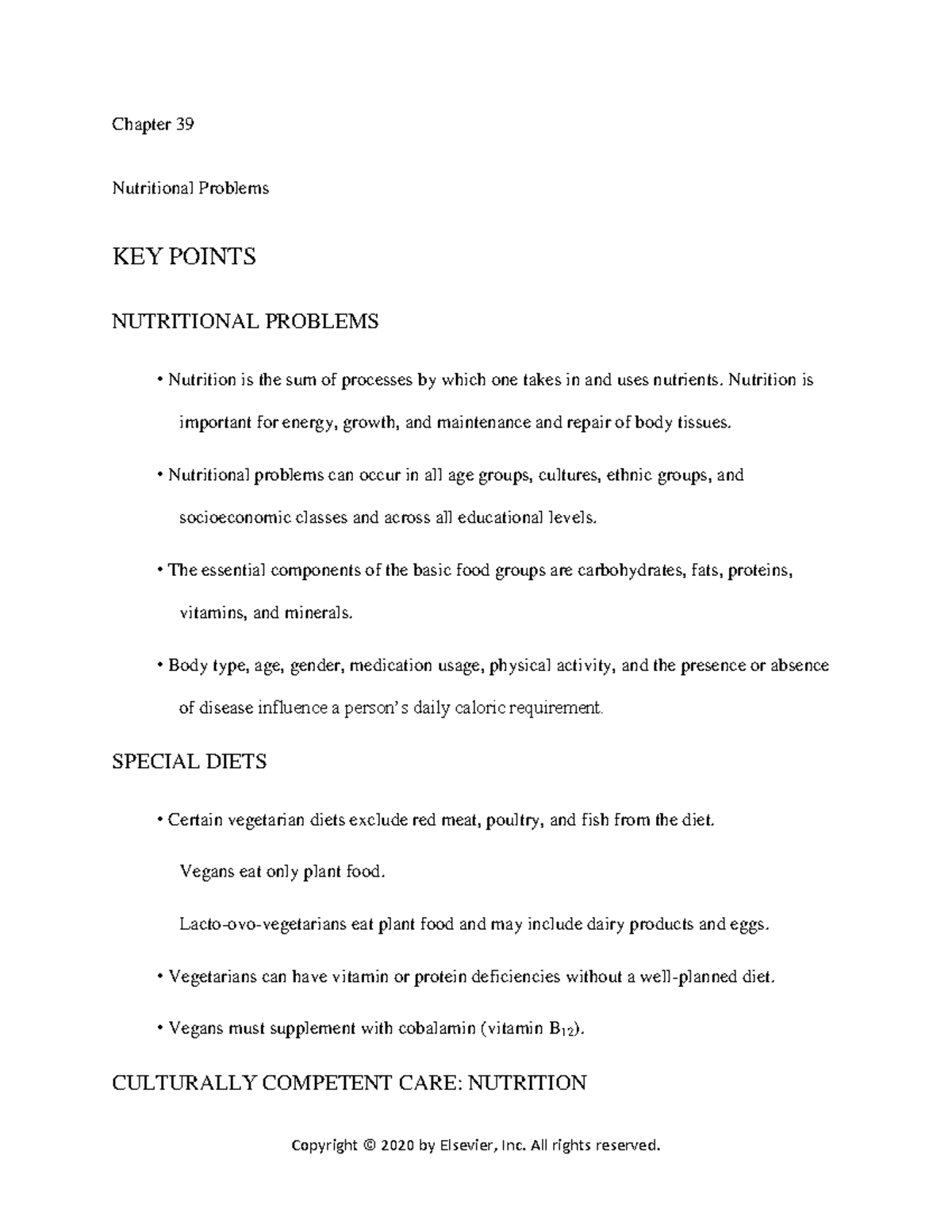 Chapter 039 Nutritional Problems - Chapter 39 Nutritional Problems KEY ...