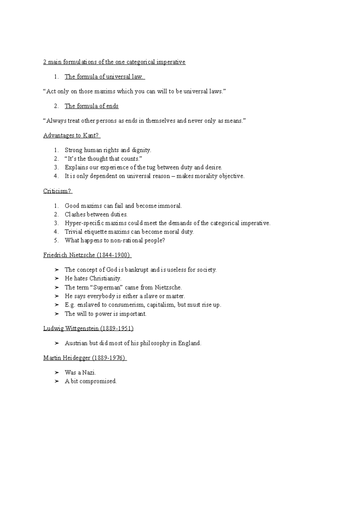 Lecture Notes Categorical Imperative 2 Main Formulations Of The One Categorical Imperative The Studocu
