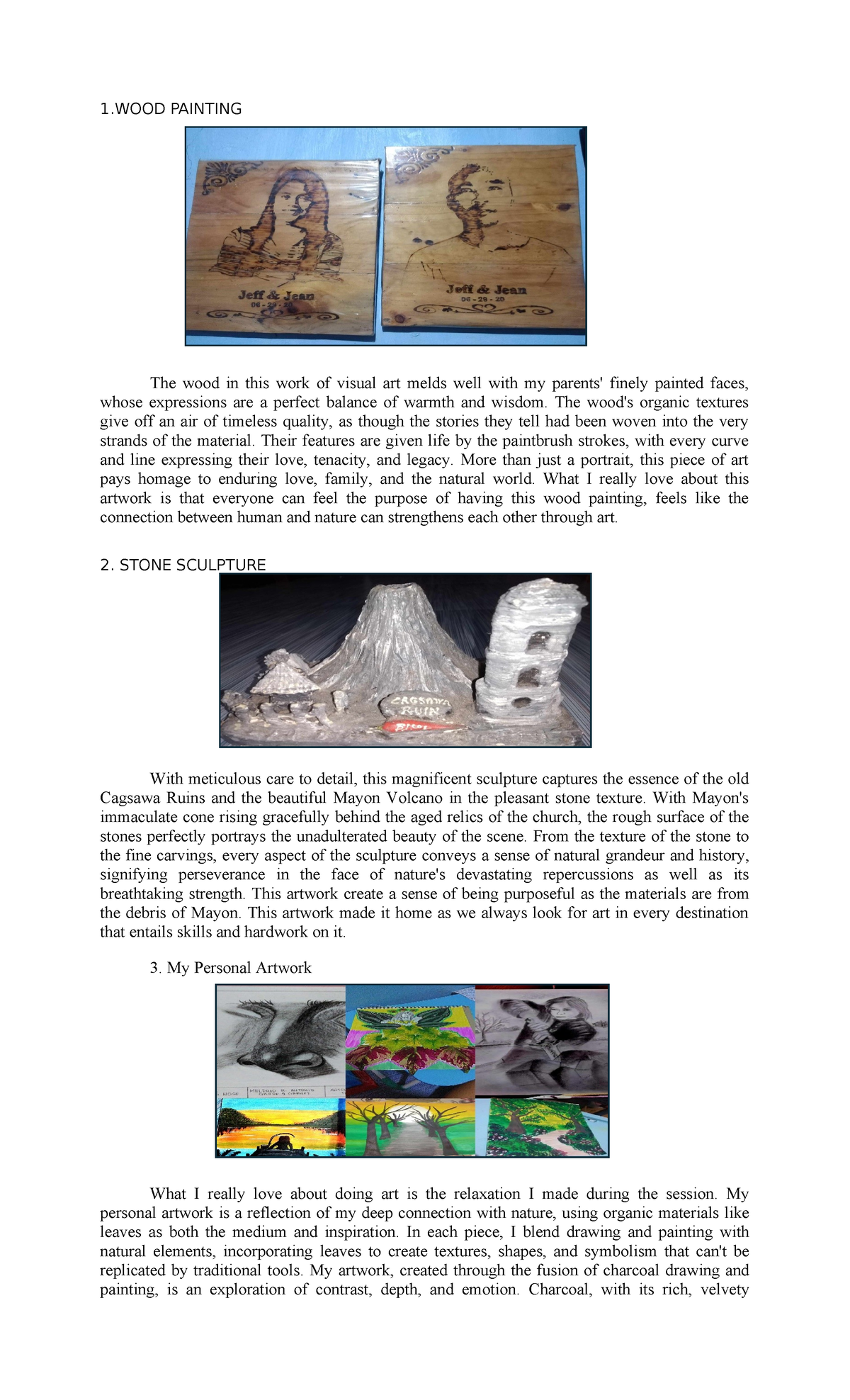 ARTS AP - ACTIVITY - 1 PAINTING The wood in this work of visual art ...