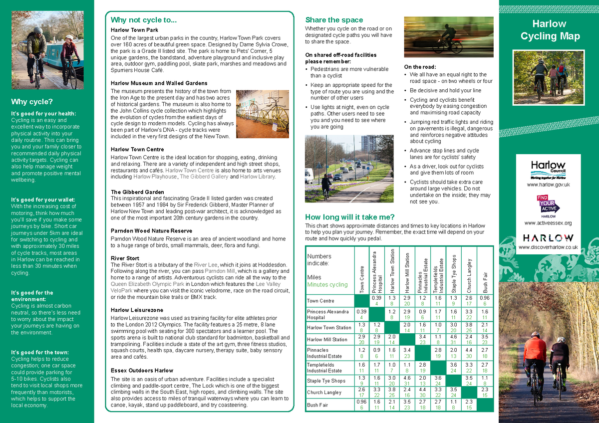 Harlow Cycle Map 2023 - Very Good Material For The Class - Why Cycle 