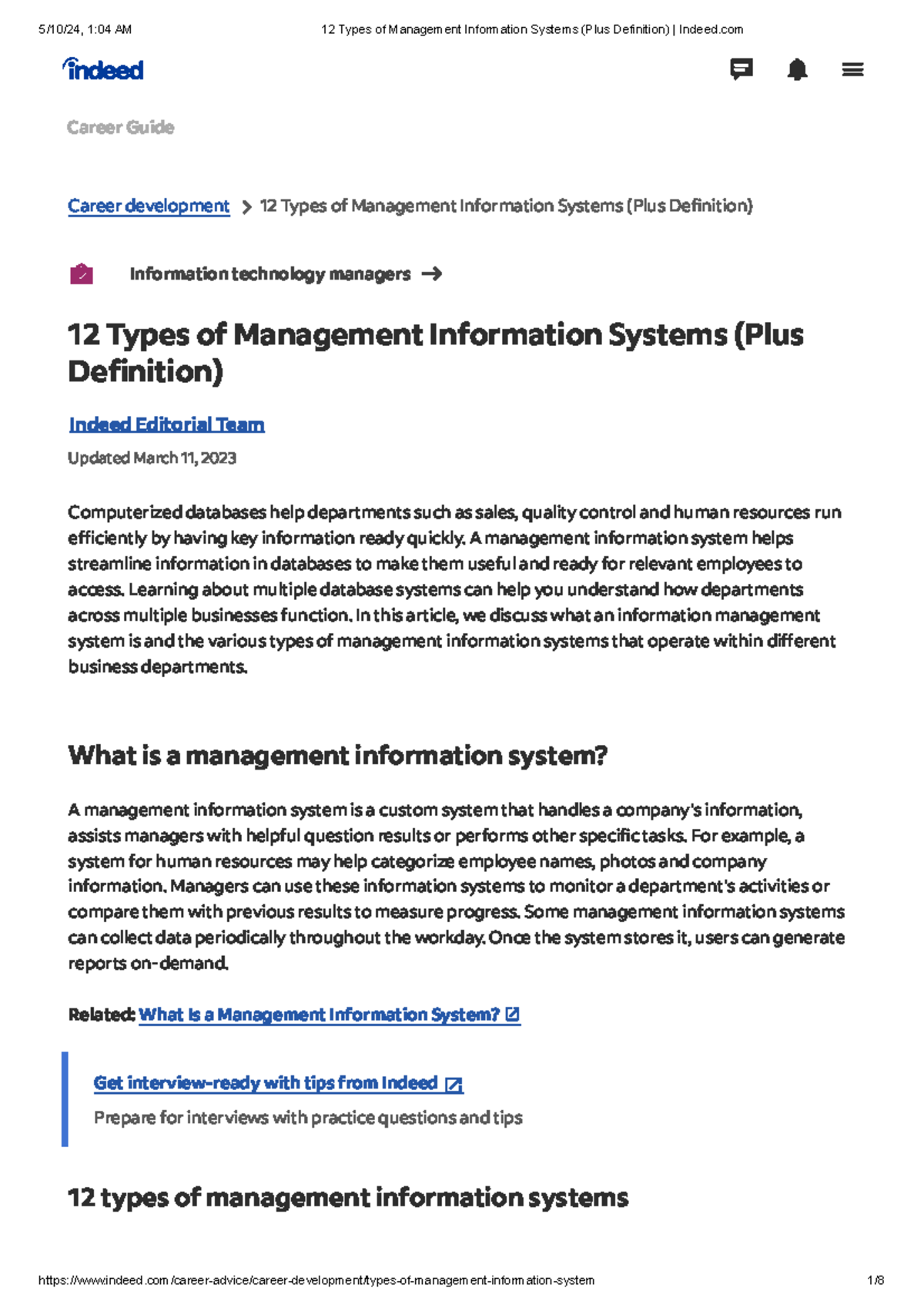 12 Types of Management Information Systems (Plus Definition) Indeed - A ...