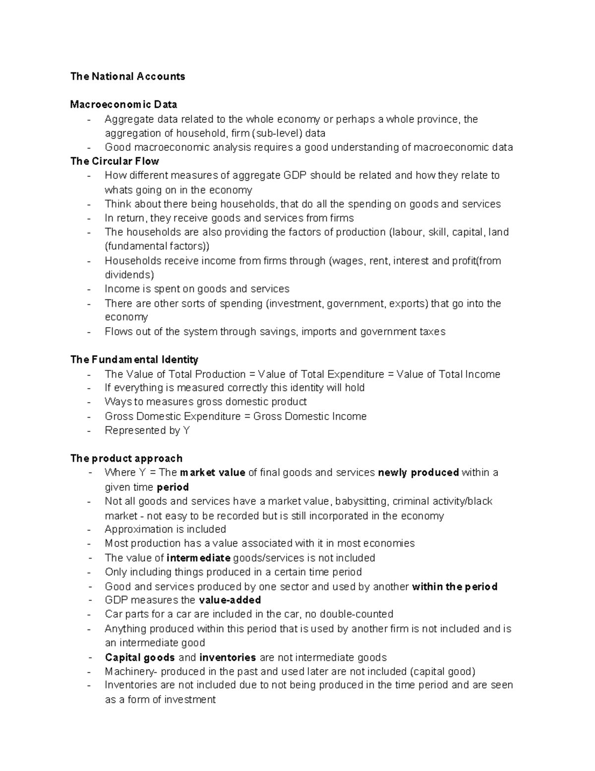 Lecture Notes Macroeconomics - The National Accounts Macroeconomic Data ...