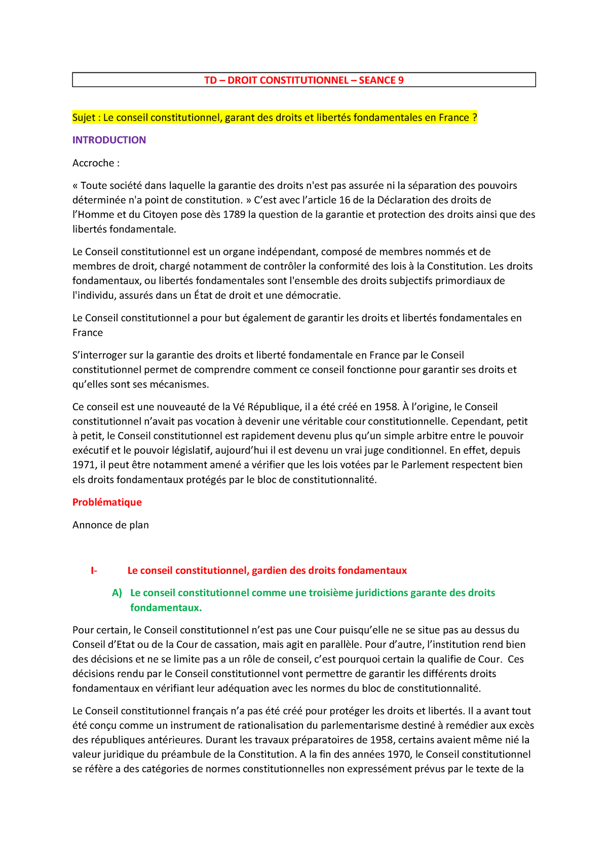 dissertation sur le gouvernement droit constitutionnel