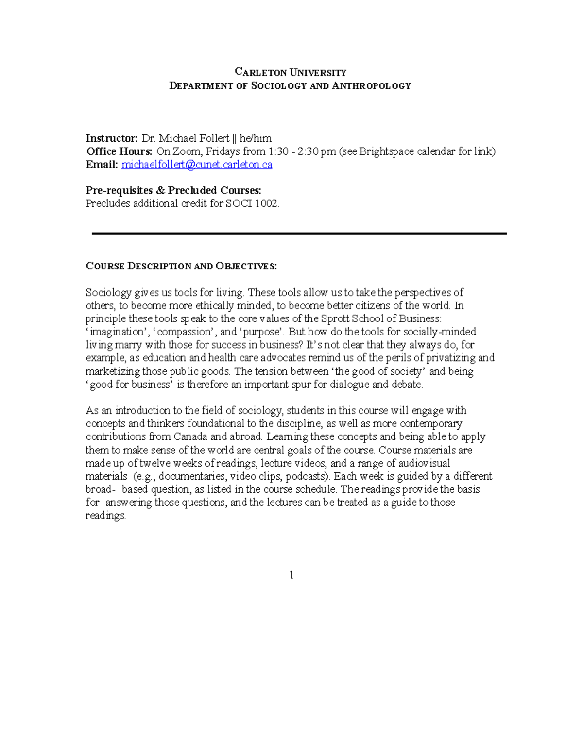 SOCI 1005A Course Outline 2022 - CARLETON UNIVERSITY DEPARTMENT OF ...