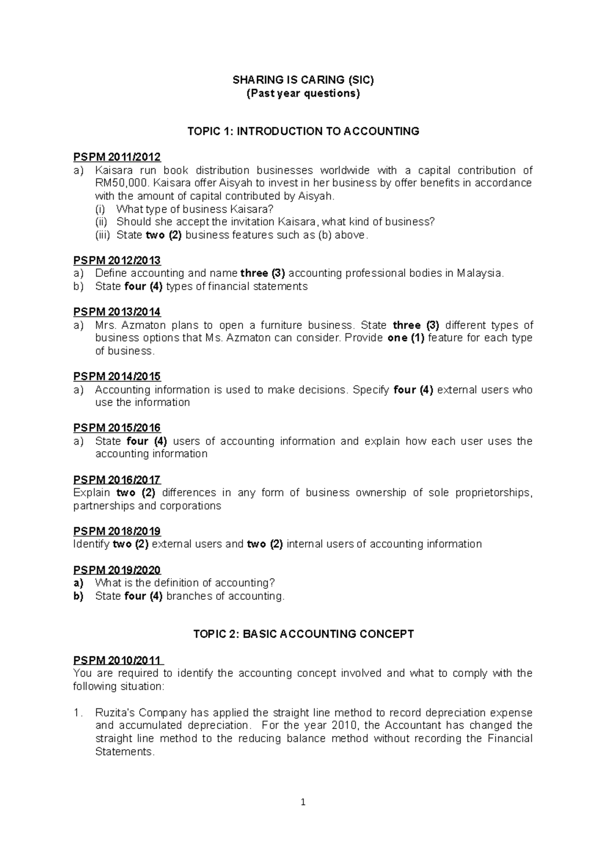 PAST YEAR Question - matriculation students can refer - SHARING IS ...
