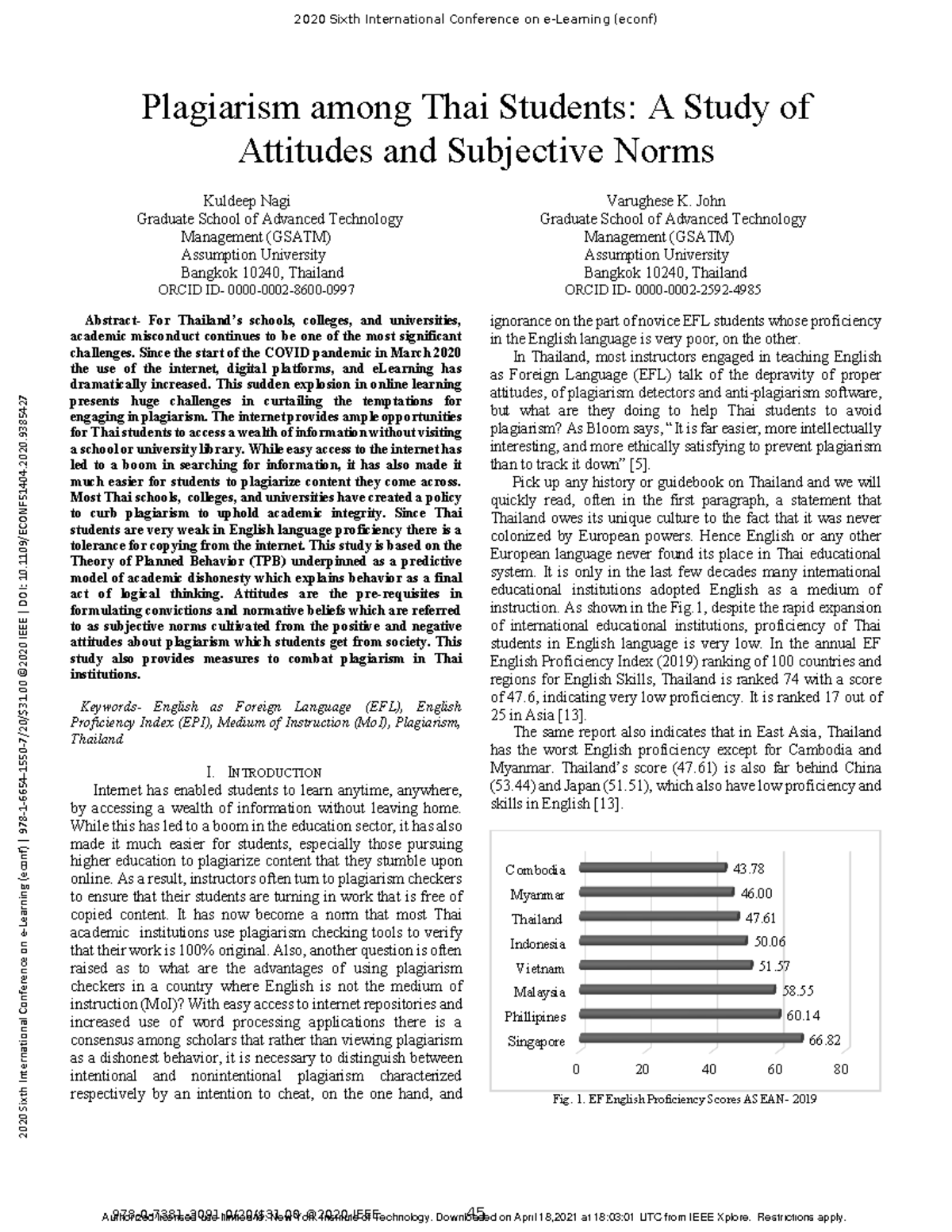 09385427 - article for an assignment - Plagiarism among Thai Students ...