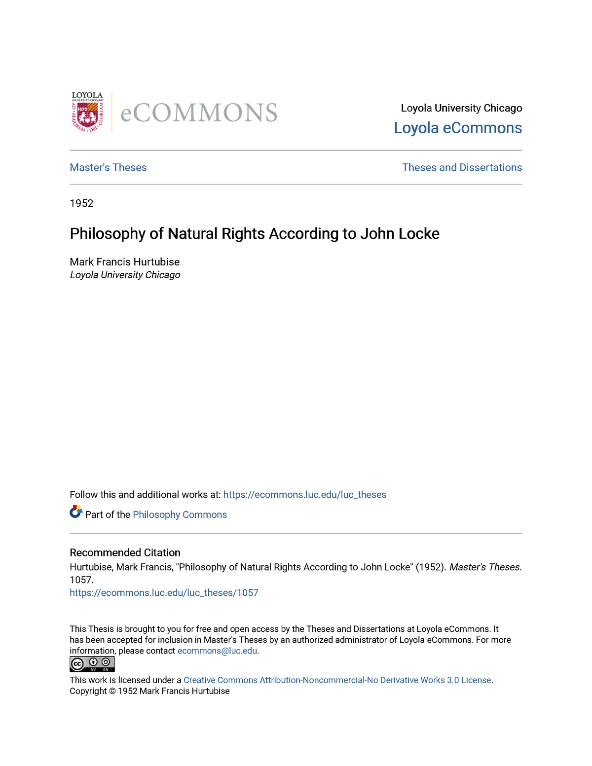 Philosophy Of Natural Rights John Locke Loyola University Chicago Loyola University Chicago Studocu