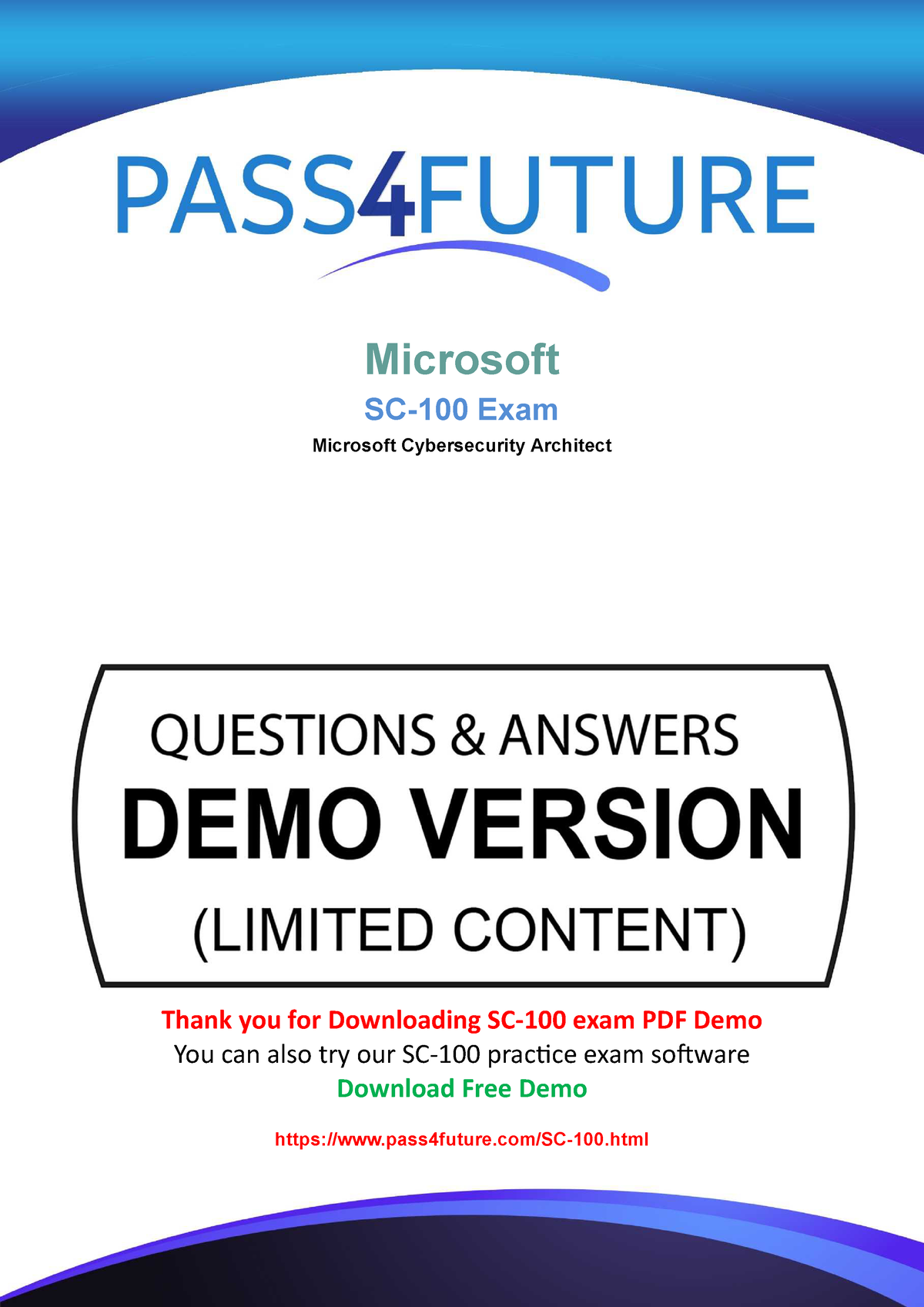 SC-100-demo - SC-100 - Questions Answers PDF Page 1 Microsoft Exam Microsoft  Cybersecurity Architect - Sns-Brigh10