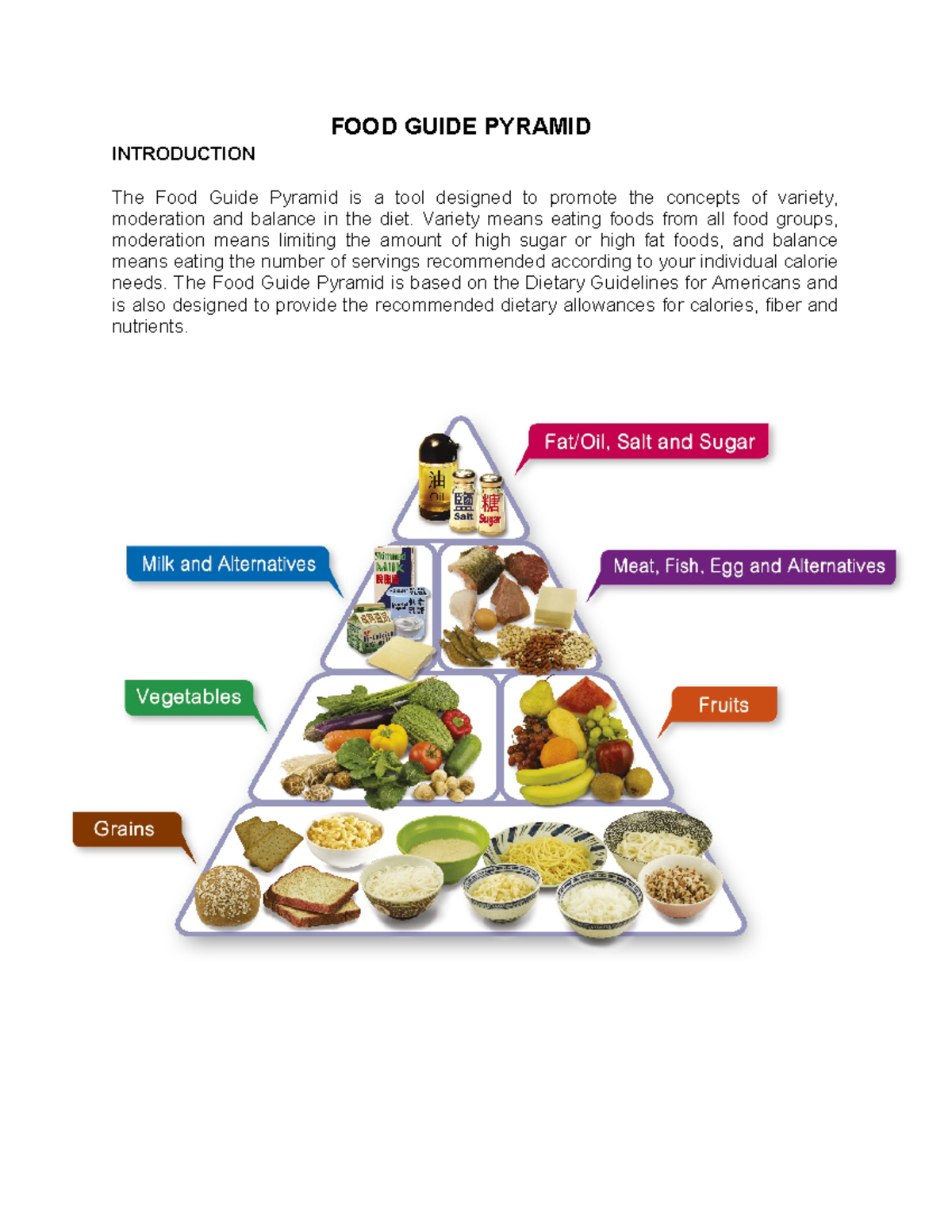 FOOD Guide Pyramid - nstp - FOOD GUIDE PYRAMID INTRODUCTION The Food ...
