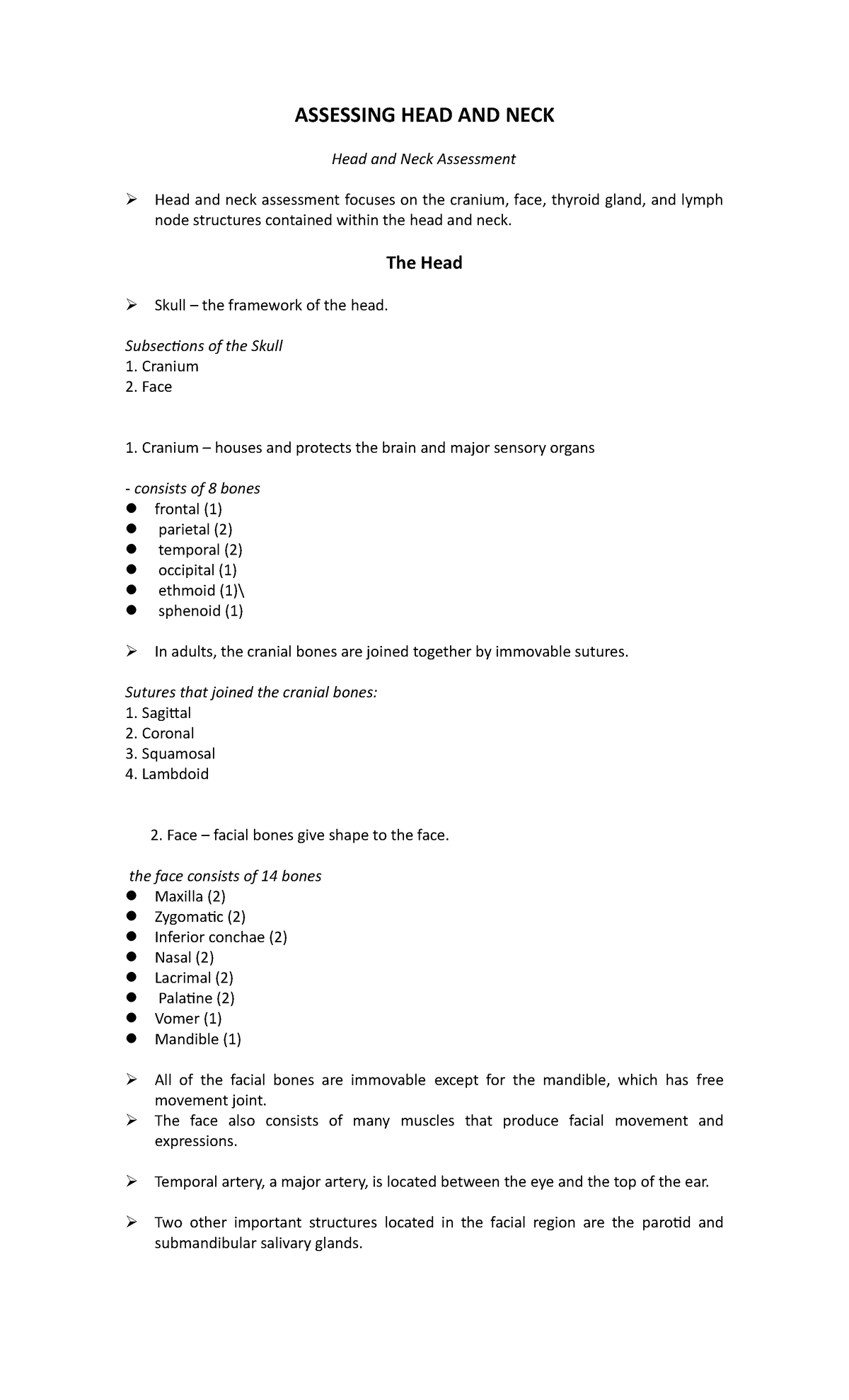 Assessing HEAD AND NECK - ASSESSING HEAD AND NECK Head and Neck ...