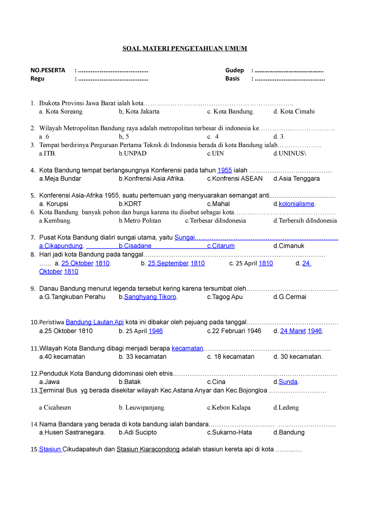 2.SOAL Pengetahuan UMUM - SOAL MATERI PENGETAHUAN UMUM NO