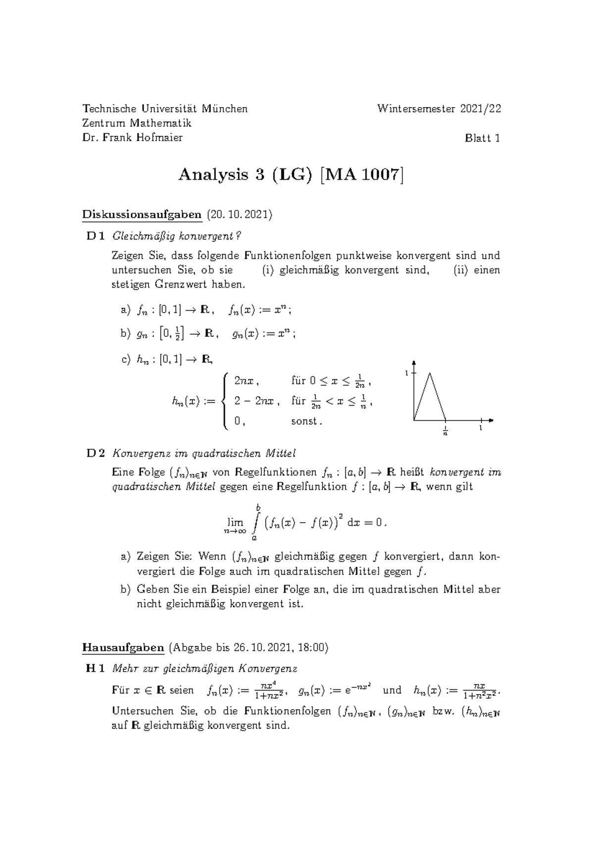 Blatt 01 - Technische Universit ̈ At M ̈ Unchen Zentrum Mathematik Dr ...