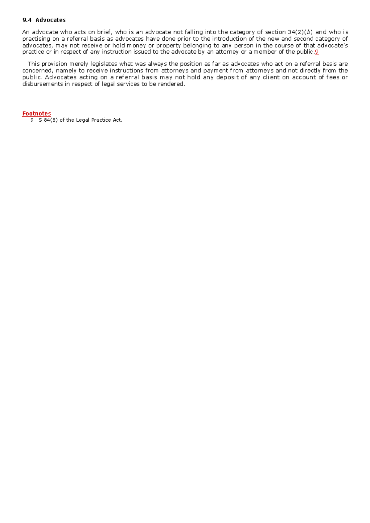 9.4 Advocates - notes aimed at assisting students for semester test 1 ...