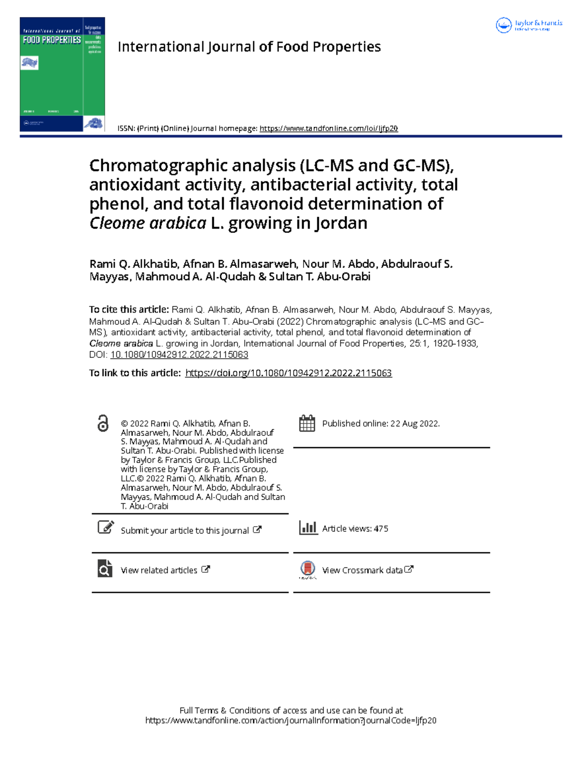 Chromatographic analysis LC MS and GC MS antioxidant activity ...