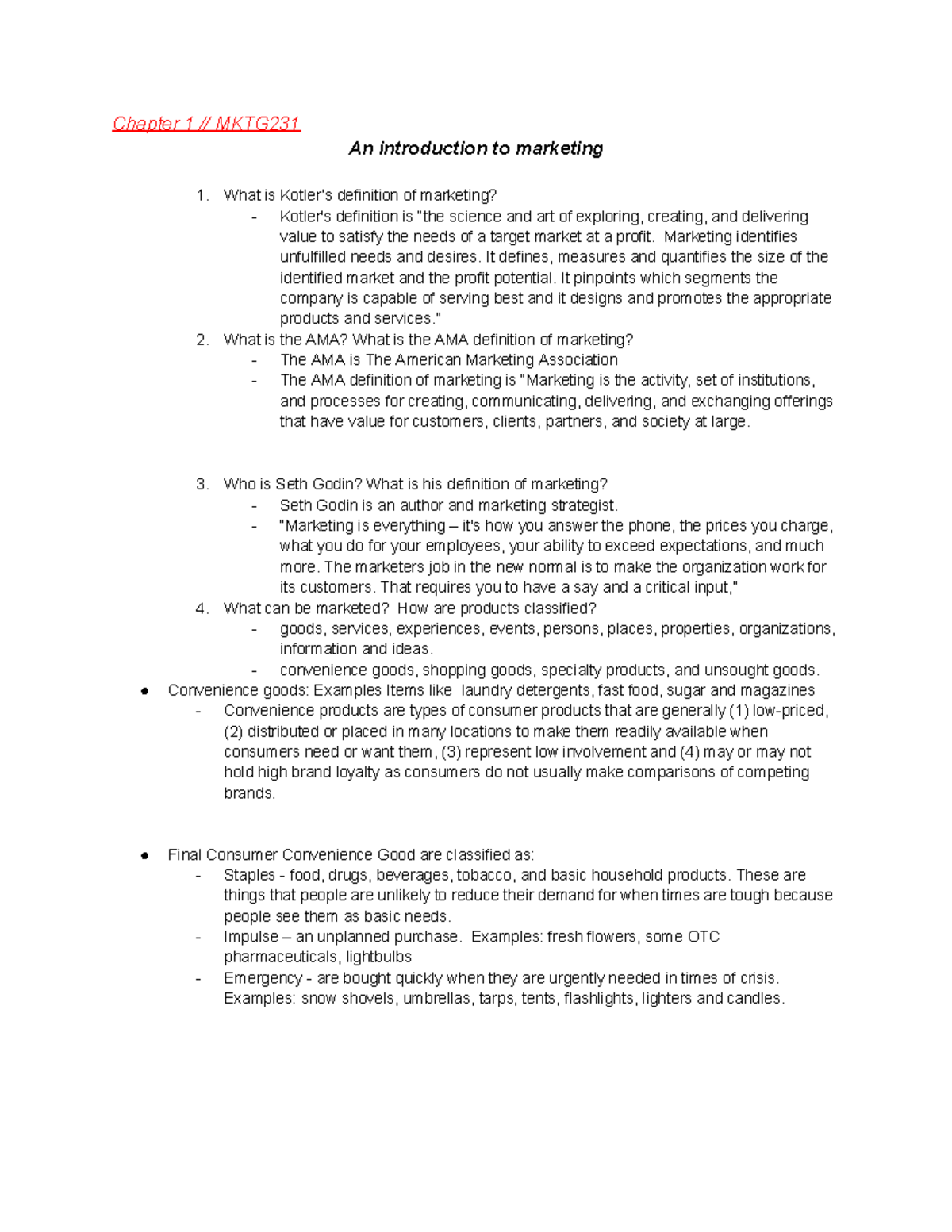 Chapter 1 MKTG231 An introduction to marketing Chapter 1 // MKTG An