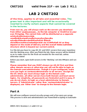 Labbb 8 2023 - gpo - Lab 7 R1. LAB 7 CNET202 & NET Implementing and ...