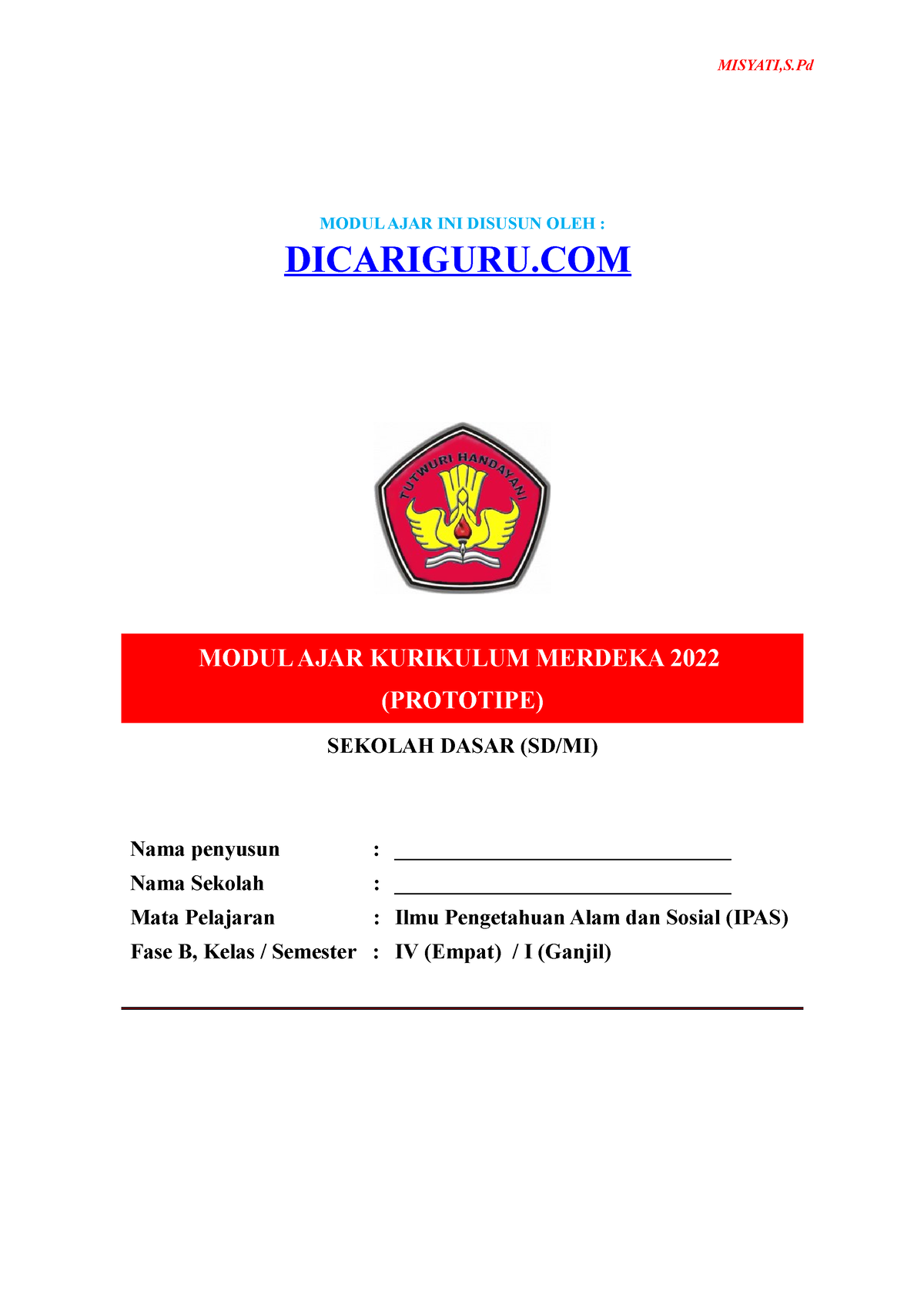 1 Modul Ajar Ipas Bab 1 Kelas 4 Dicariguru Modul Ajar Ini Disusun Oleh Dicariguru Modul 2146