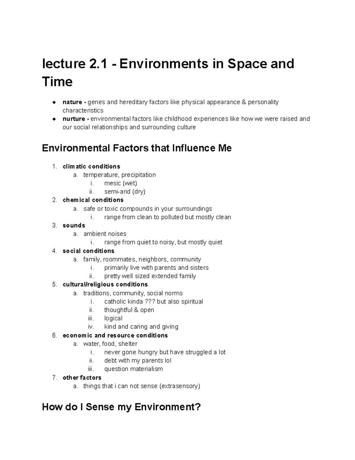 Env 101 - Lecture Notes For Env 101 - Lecture 2 - Environments In Space ...