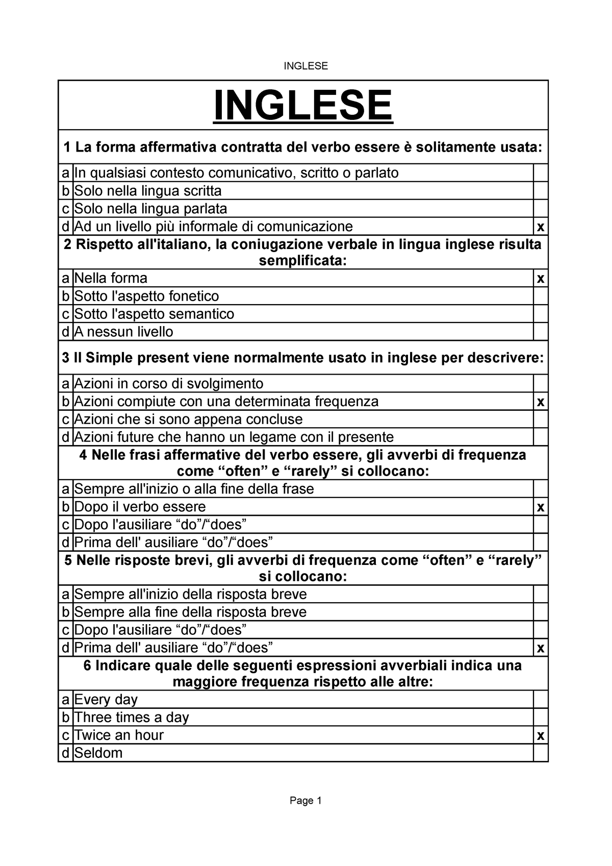 Esempioprova Desame 24 Giugno 2020 Domanderisposte Inglese 1 La Forma Affermativa 8179