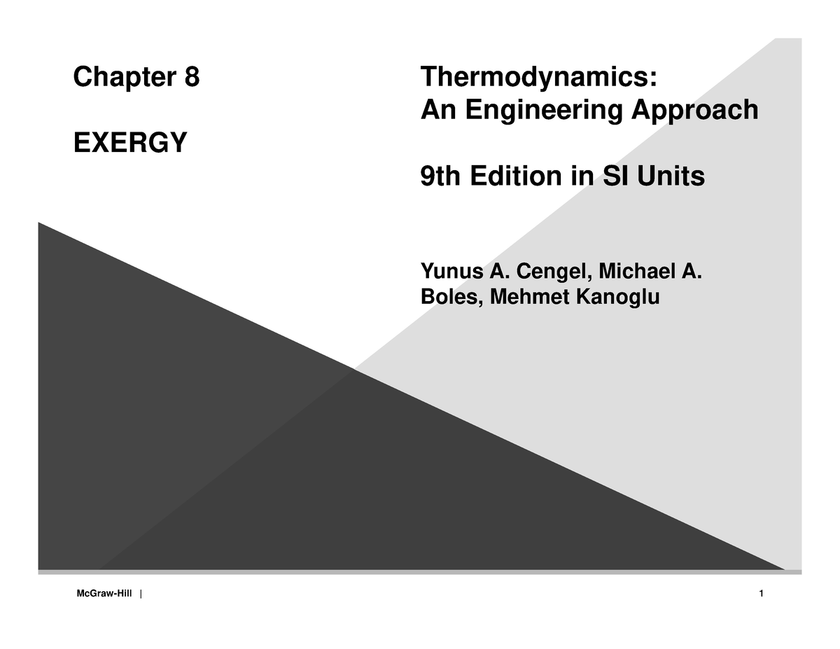 Exergy - Mechanical Engineering - McGraw-Hill | Chapter 8 EXERGY 1 ...