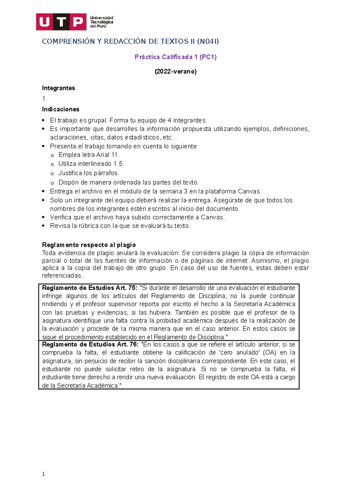 S03. S2 - Práctica Calificada 1 Versión Final - COMPRENSIÓN Y REDACCIÓN ...