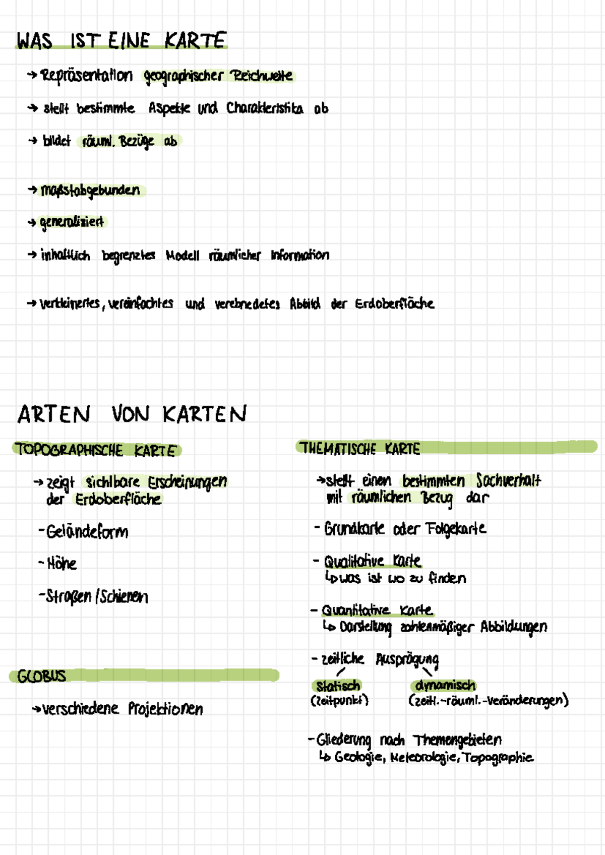 Kartographie Klausur Lernzettel - WAS IST EINE KARTE - > Repräsentation