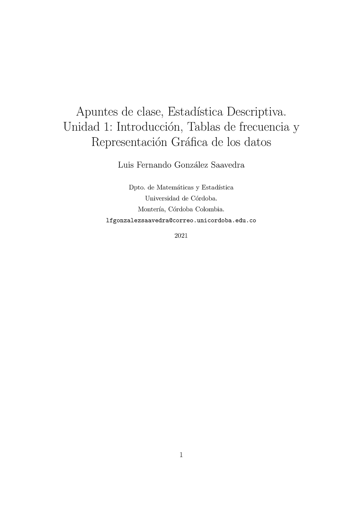 Estadística Descriptiva. Unidad 1 - Apuntes De Clase, Estad ́ıstica ...