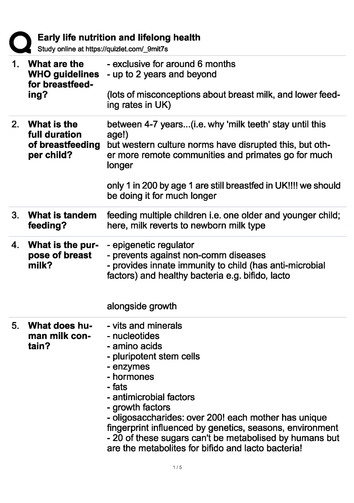 Early Life Nutrition And Lifelong Health Flashcards - MED - Studocu