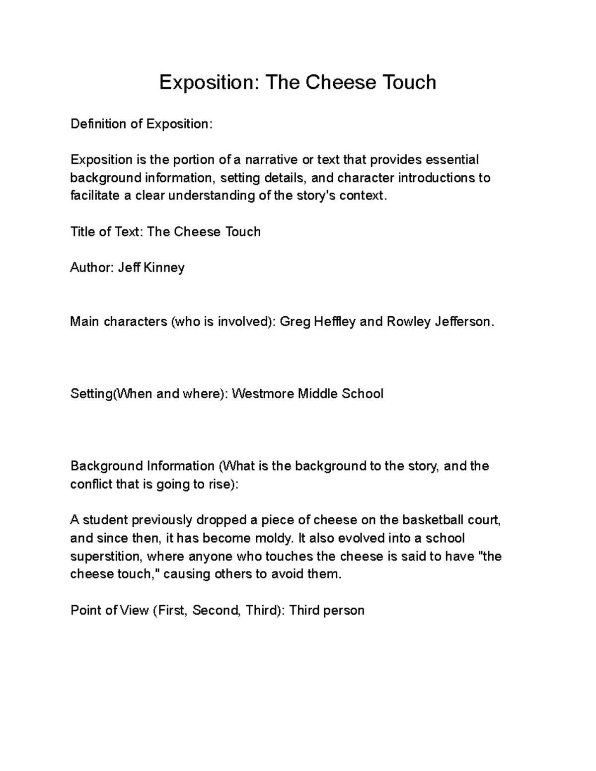 Copy of Exposition hervjuiejrv9ei Exposition The Cheese Touch