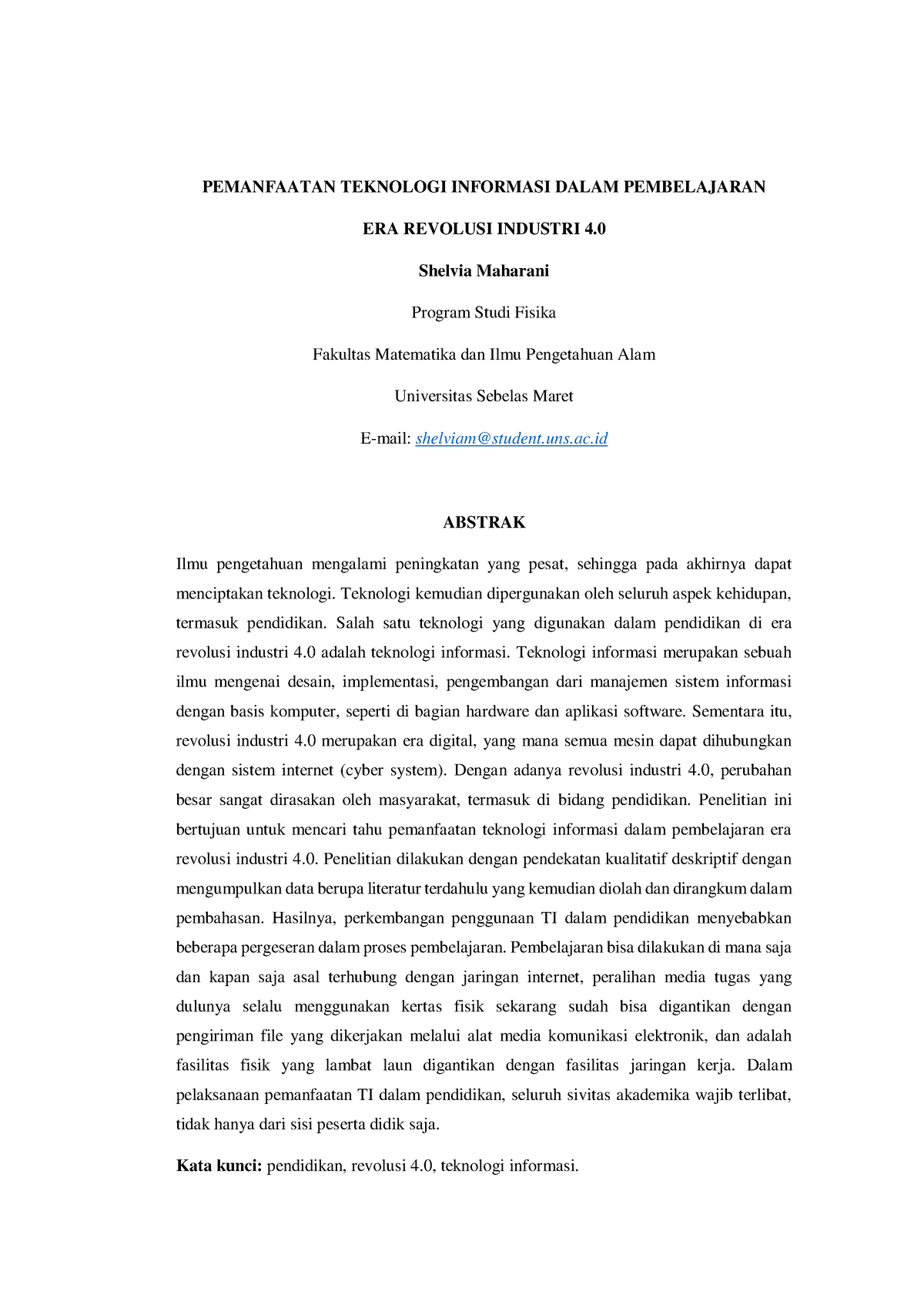 Pemanfaatan Teknologi Informasi Dalam Pembelajaran Era Revolusi ...