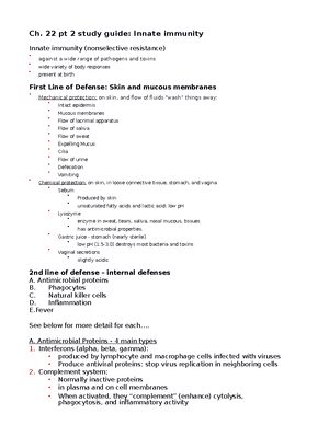 Ch 22 pt1 notes - Chapter 22 Lymphatic System & Immunity Introduction ...