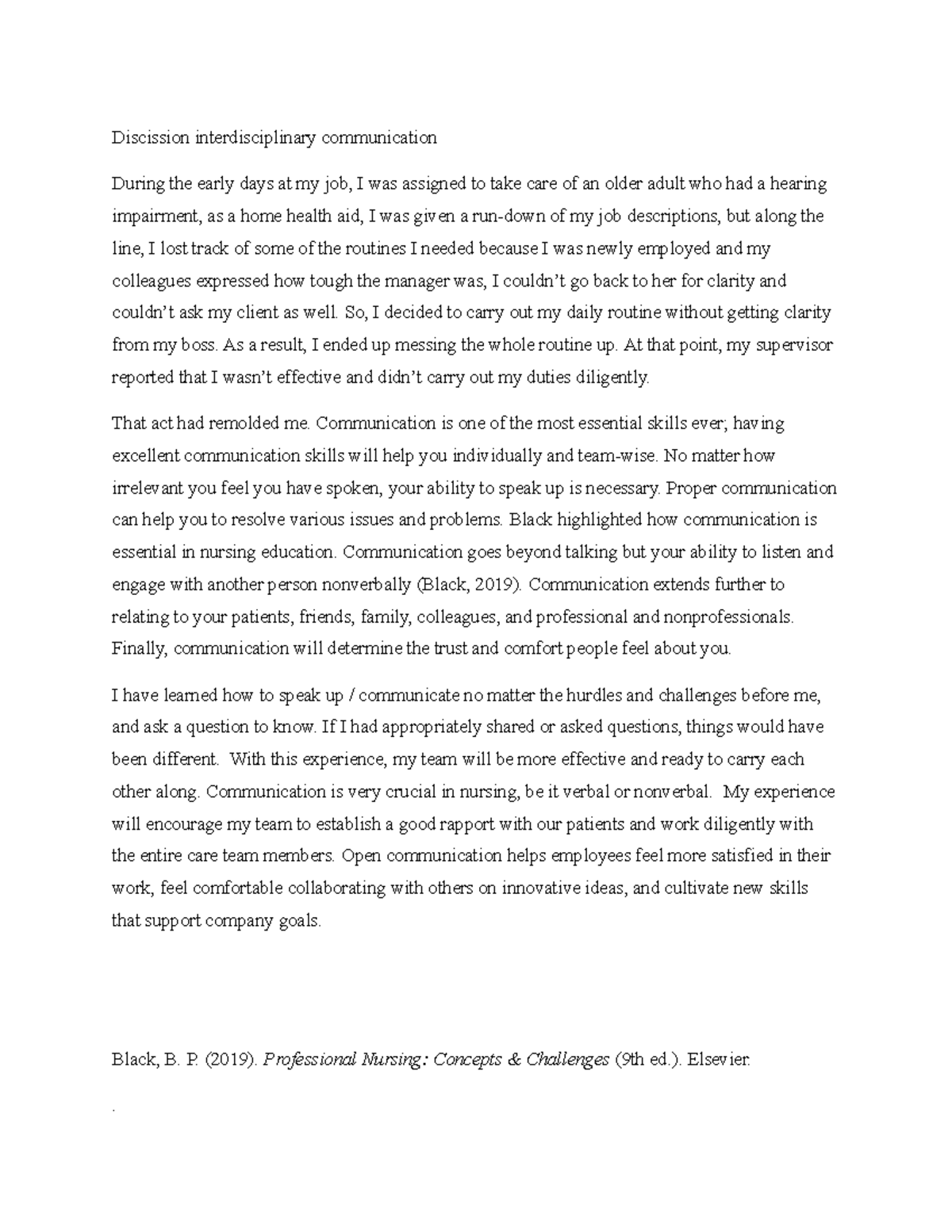 Interdisciplinary communication - Discission interdisciplinary ...