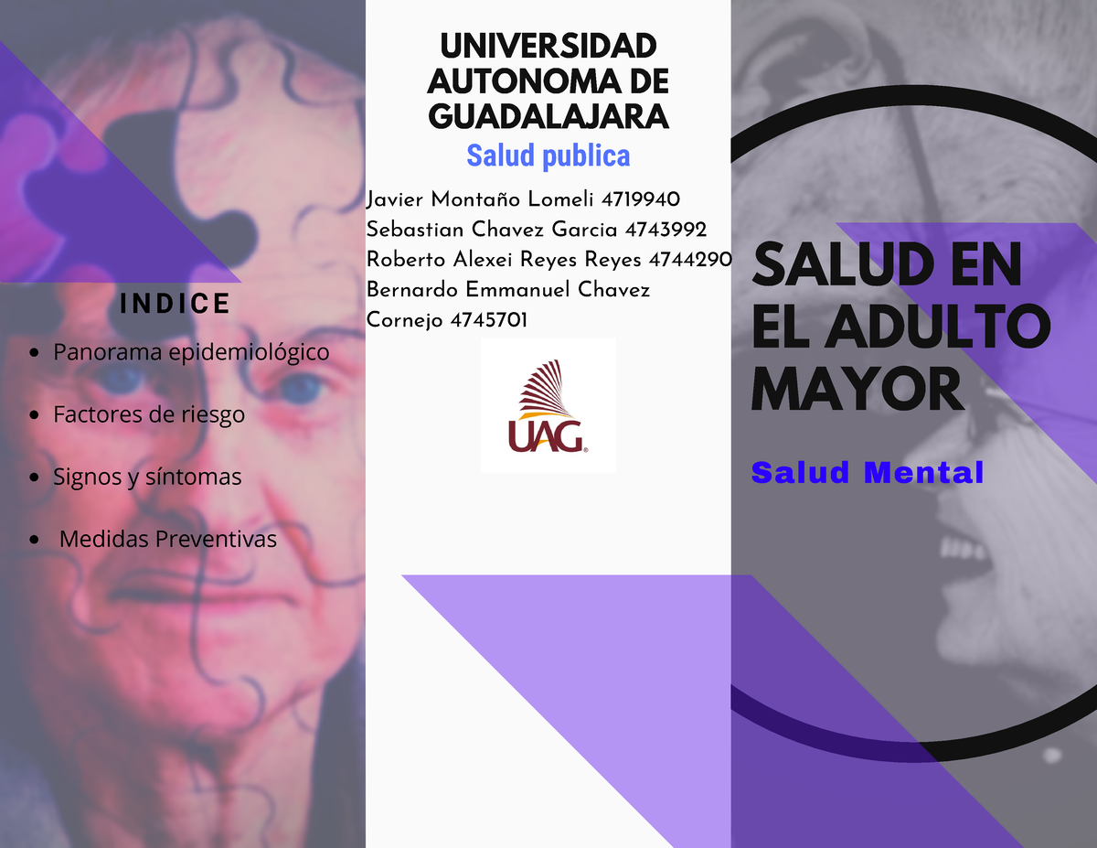 Triptico De Salud En El Adulto Mayor Equipo 2 Universidad Autonoma De Guadalajara I N D I C E 5483