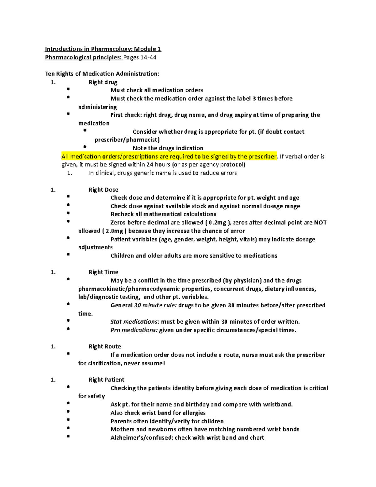 CNUR 202 Pharmacology Notes - Introductions In Pharmacology: Module 1 ...