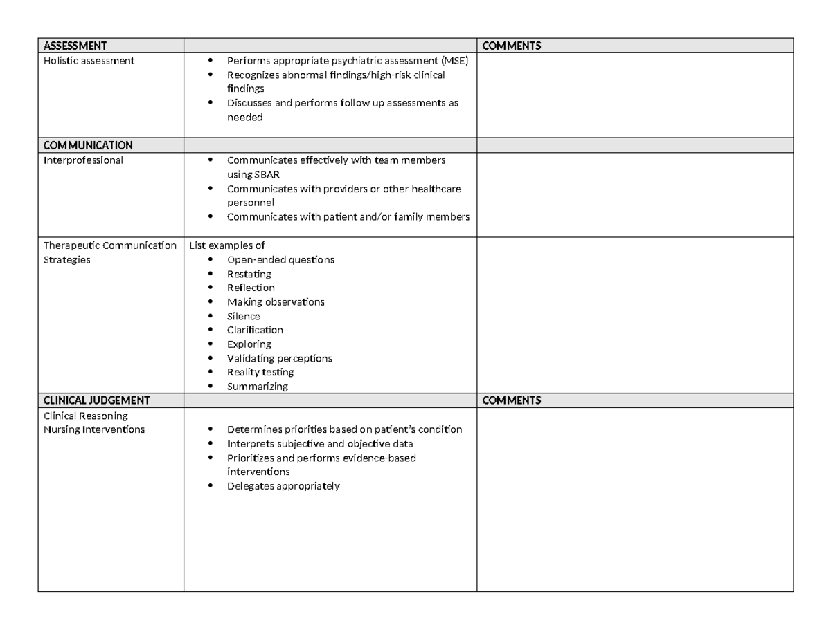 358C Psych Sim Observer Checklist updated jan 22 - ASSESSMENT COMMENTS ...