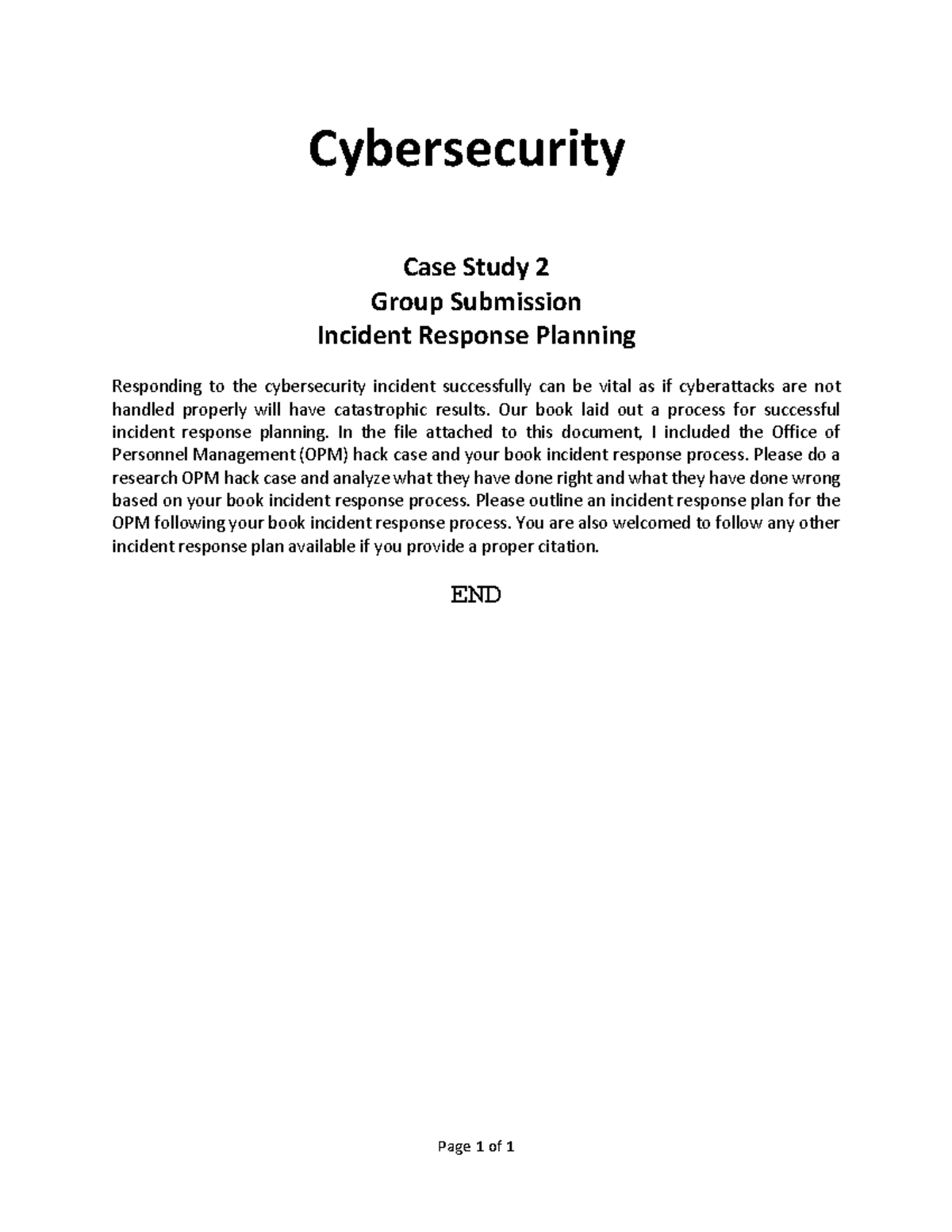 Case Study Two - Page 1 of 1 Cybersecurity Case Study 2 Group ...