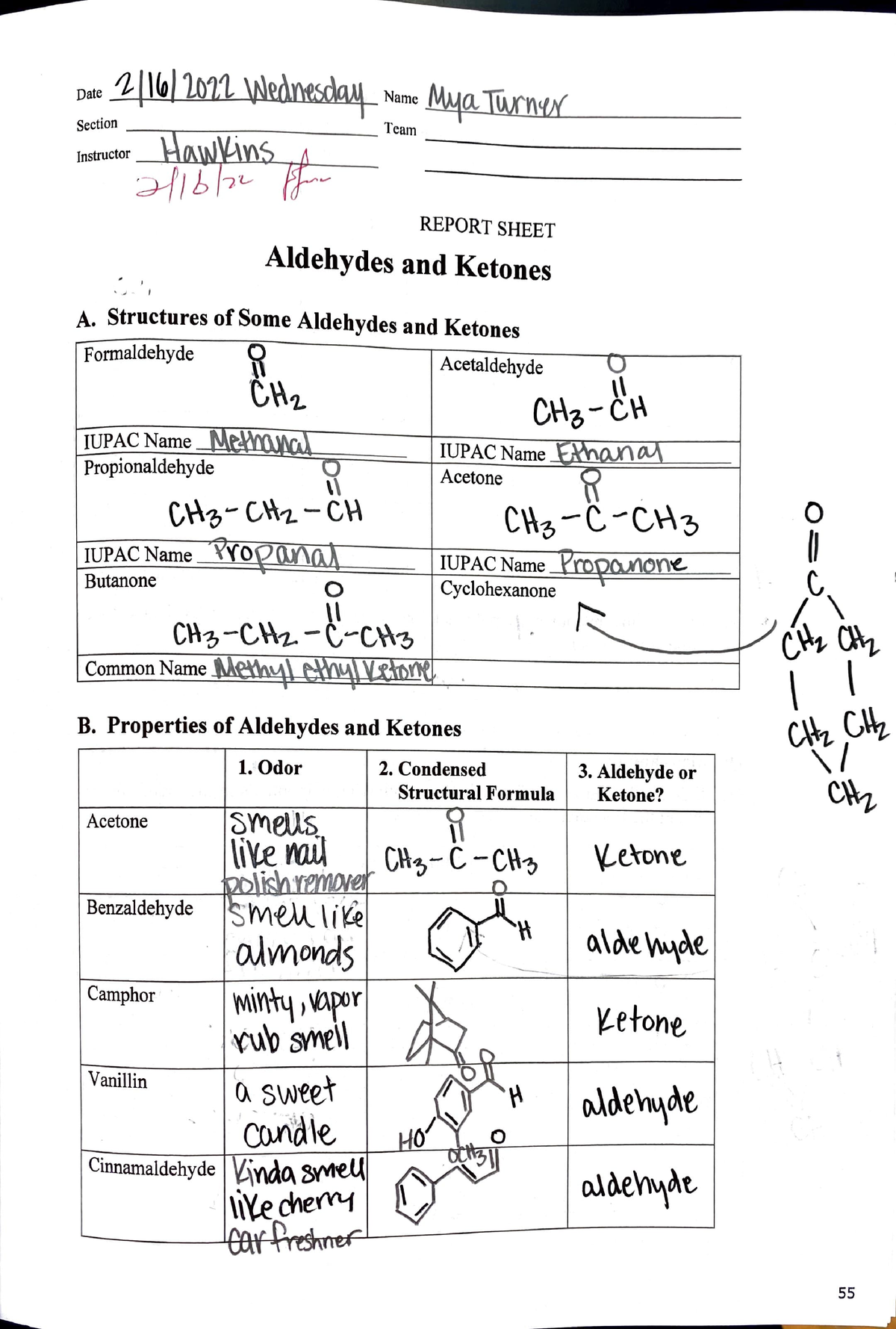 aldehyde and ketone experiment lab report