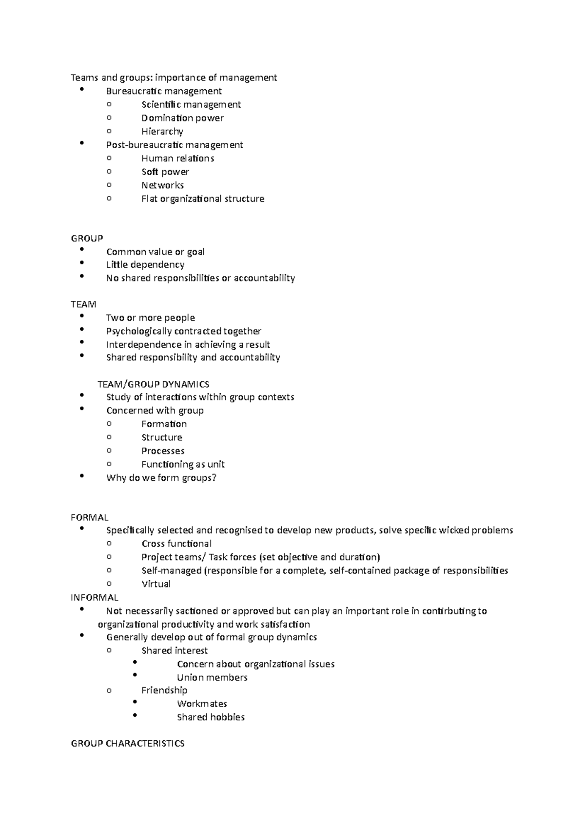 Managing teams lec 2 - Lecture notes 2 - Teams and groups: importance ...