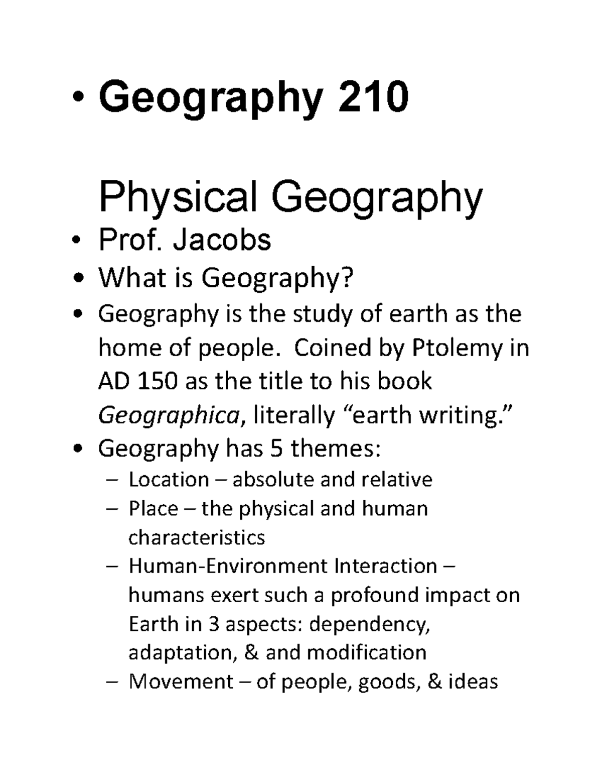 Introduce and Geographic Reference - • Geography 210 Physical Geography ...