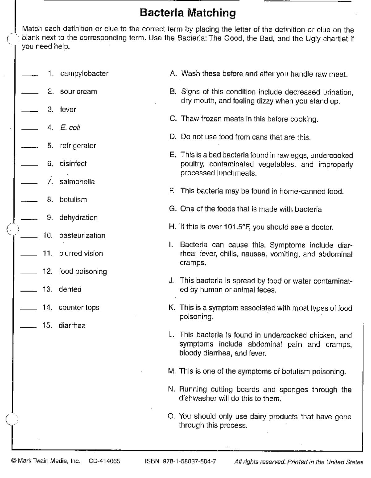 Bacteria matching - Practice worksheet - CHMB16 - Studocu