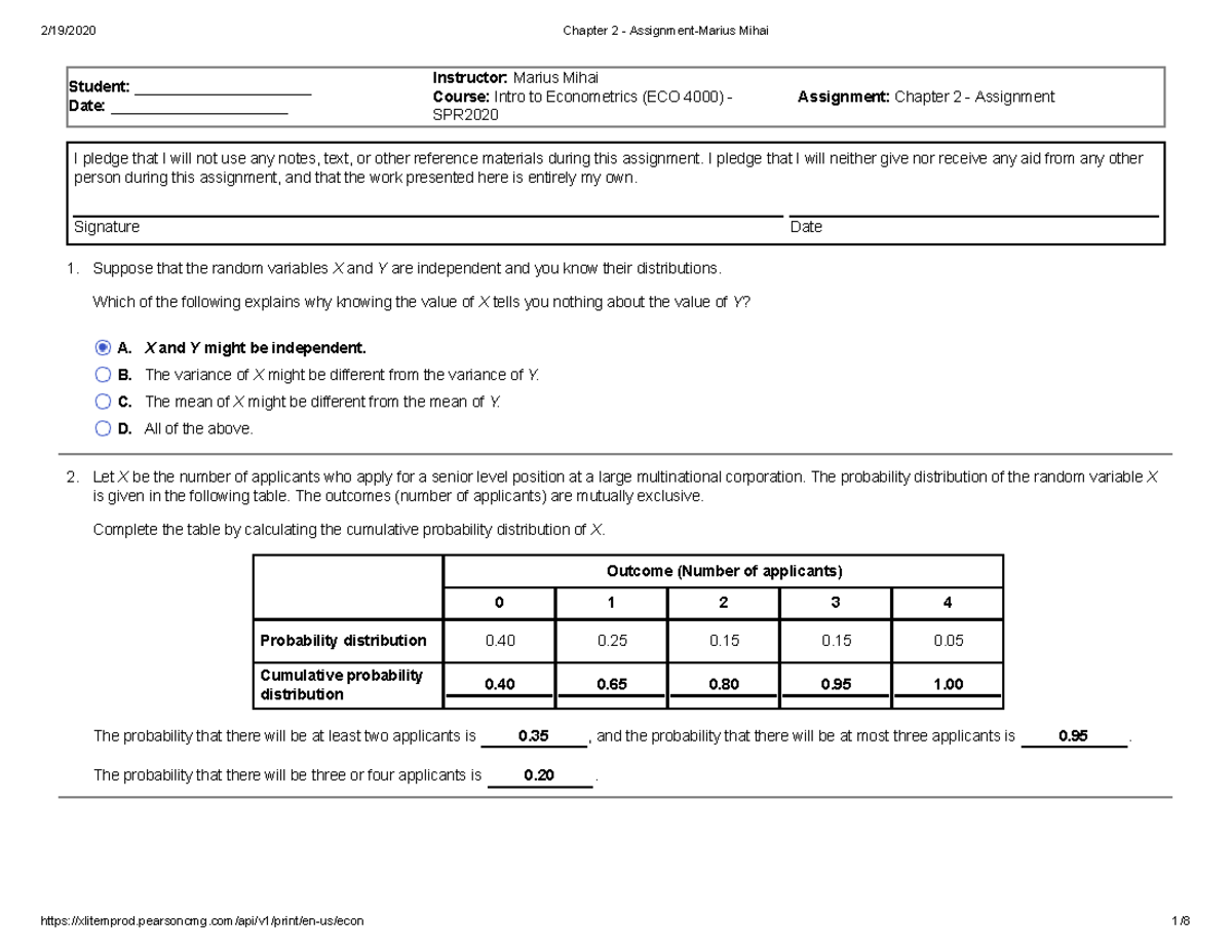 Chapter 2 - HW Solutions - 1. 2. Student: _____________________ Date