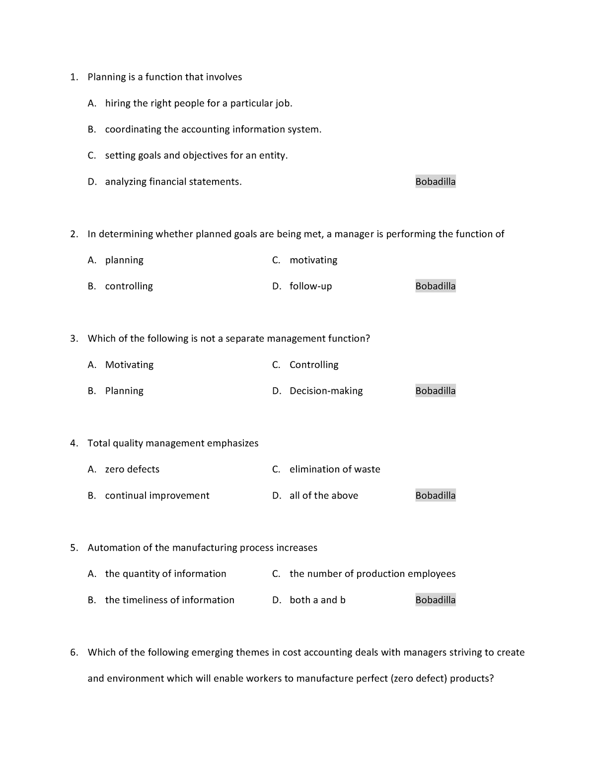 Basic Concepts part 8 - Theories - Planning is a function that involves ...