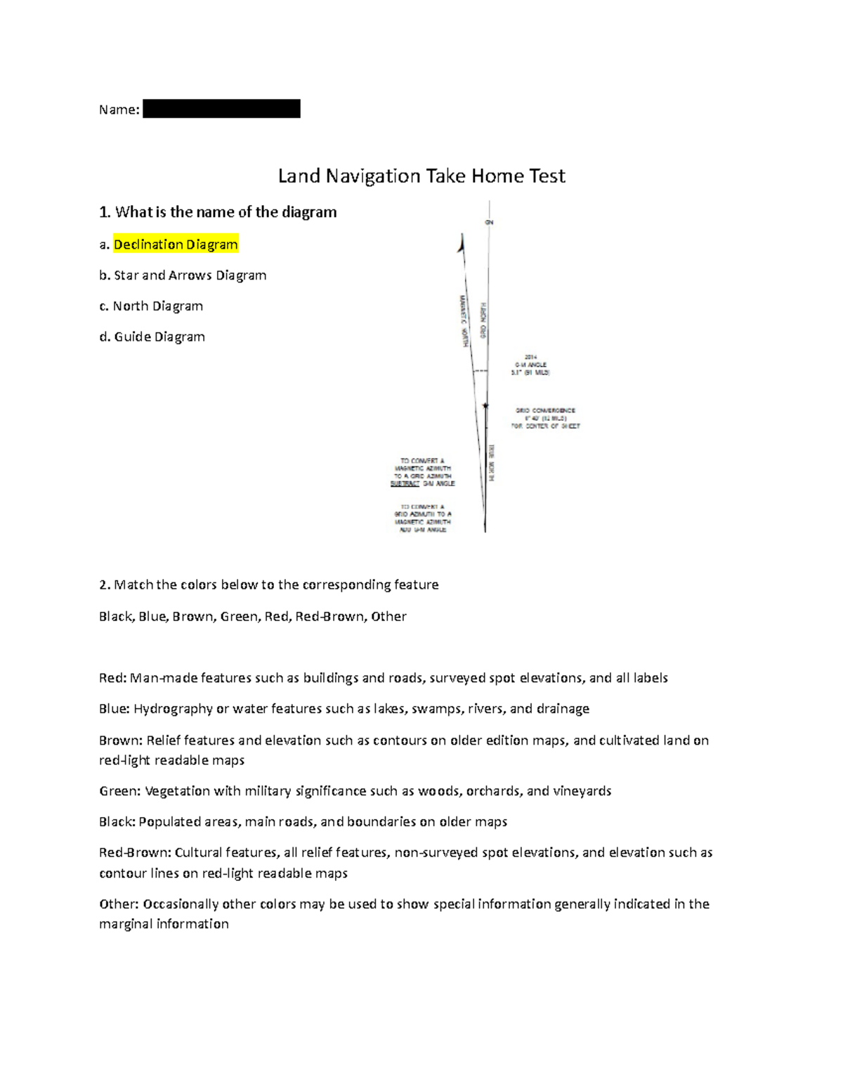 Take Home Land Nav Test This was a take home land navigation test