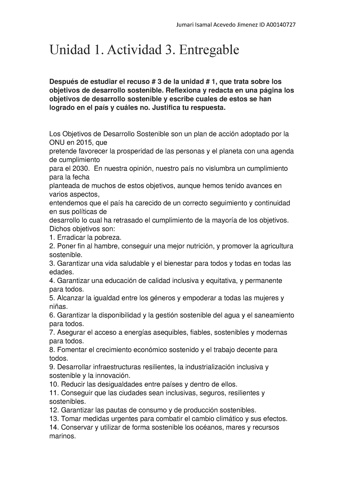 Unidad 1 Actividad 3 Desarrollo Sostenible Y Gestión DE Riesgos Acevedo ...