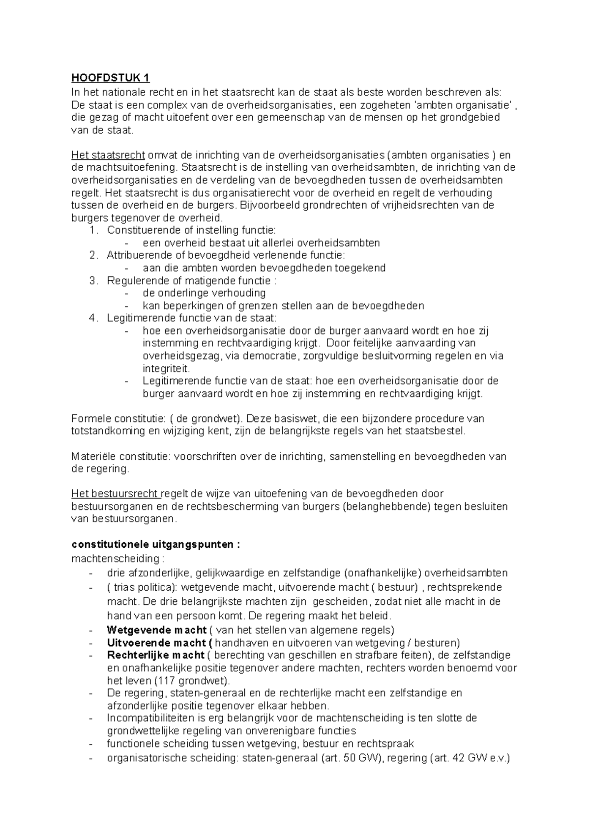 Samenvatting Staatsrecht - HOOFDSTUK 1 In Het Nationale Recht En In Het ...