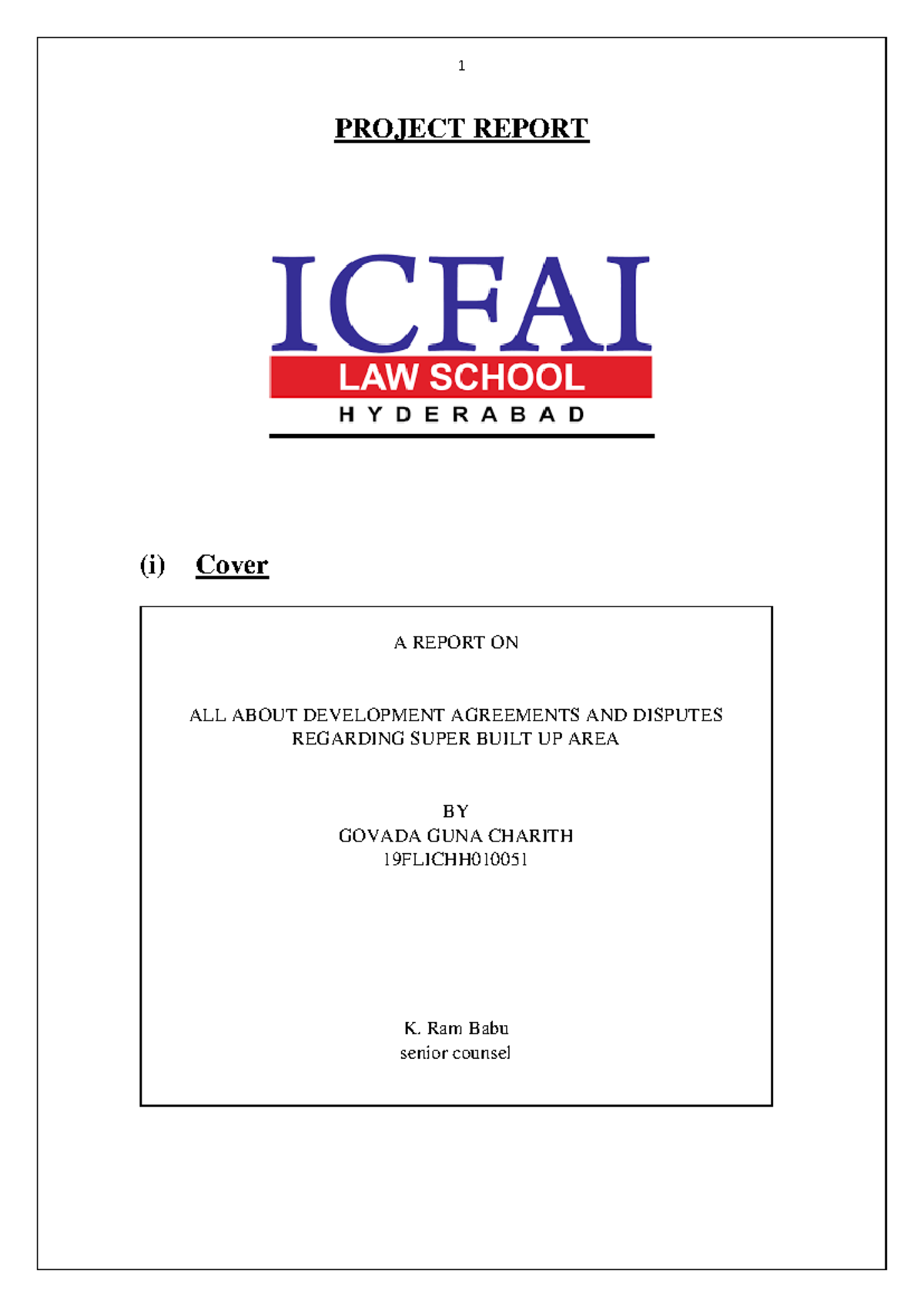 Project Report 051 - PROJECT REPORT (i) Cover A REPORT ON ALL ABOUT ...