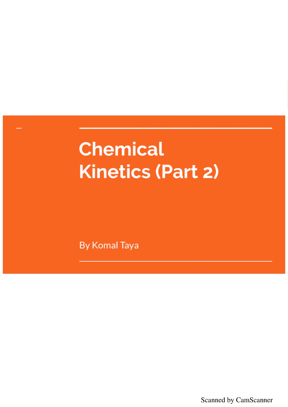 Chemical Kinetics Part 2 - Chemistry - Studocu