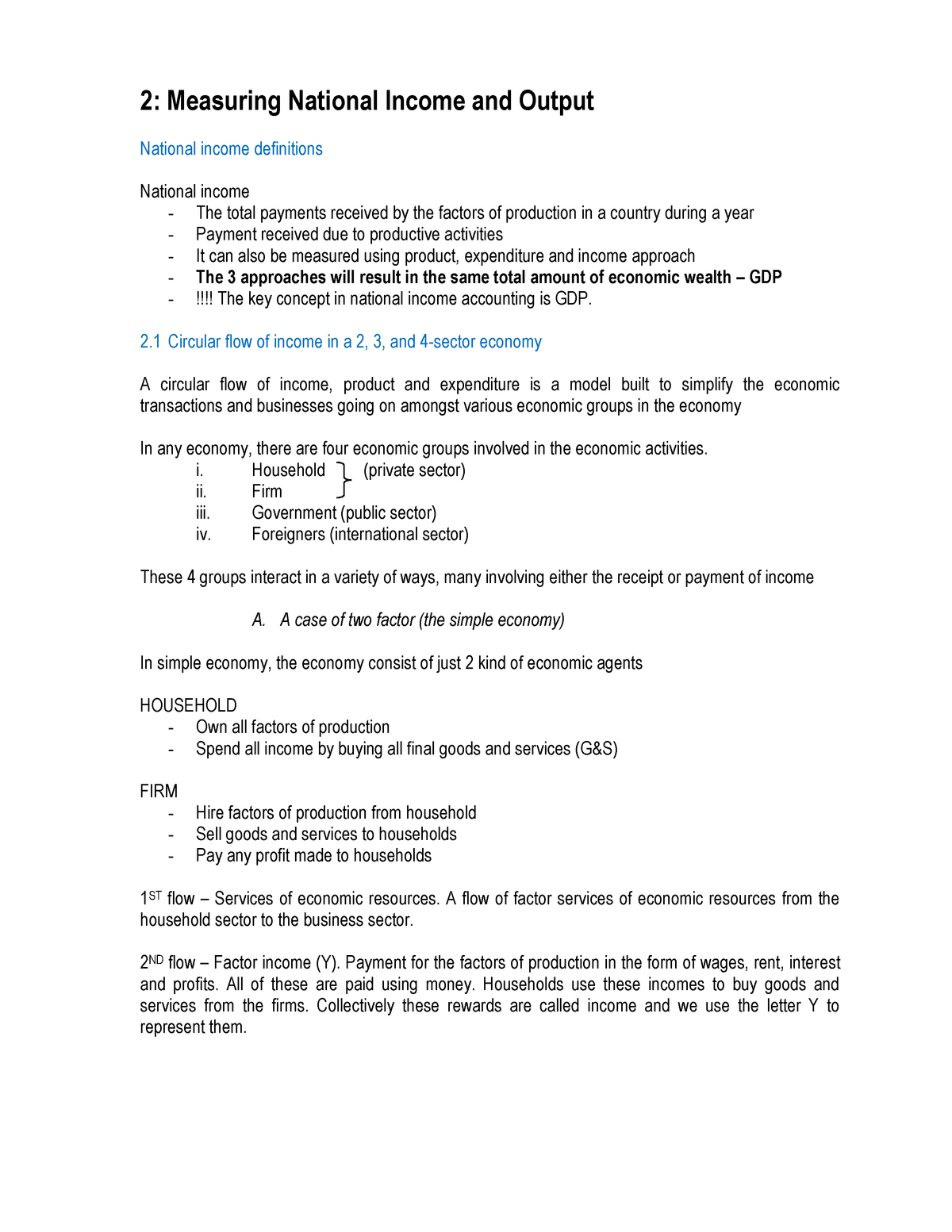 C2 NOTE Comprehensive - 2: Measuring National Income And Output ...